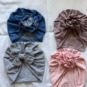 Kids Turban Hat Set - Blue, Pink, Gray, and Brown